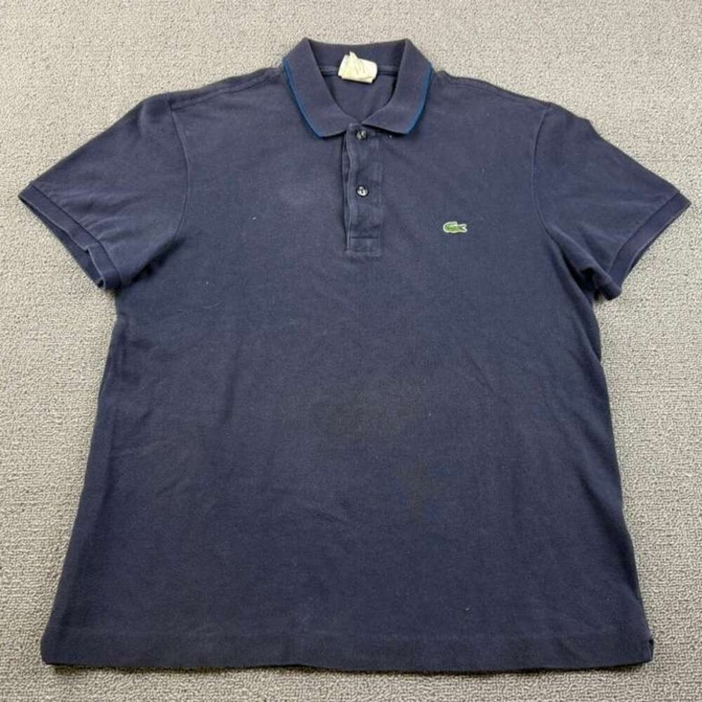 Vintage Lacoste Polo Shirt Men 4 Navy Regular Fit‎ Short Sleeve Embroidery Peru